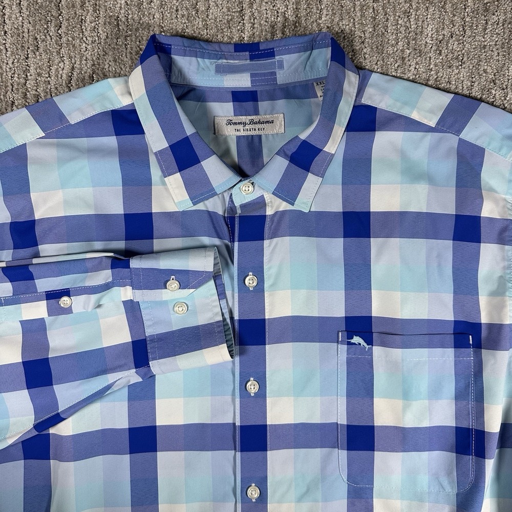 Tommy Bahama Shirt The Siesta Key Long Sleeve Plaid Button Front Men Sz 2XL